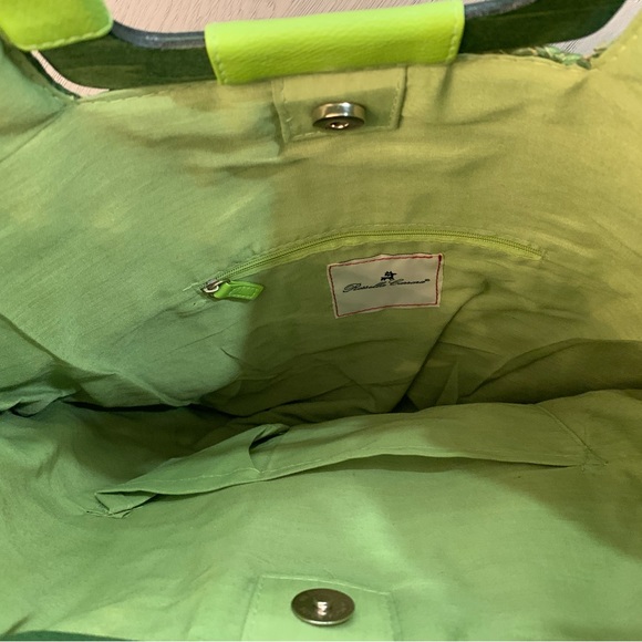 Vintage Rosella Carrara Green Straw Tote Wood Handle Large Unused Perfect Condit - Picture 5 of 14